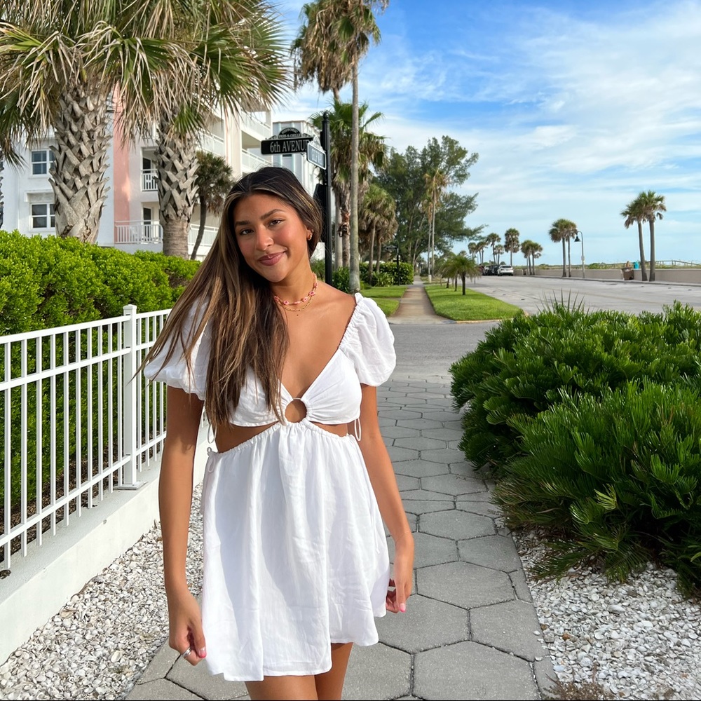 Grey Bandit white cut out dress size S